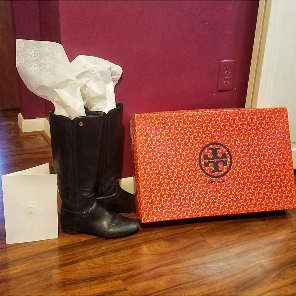 Authentic Tory Burch Irene Equestrian Black Boots